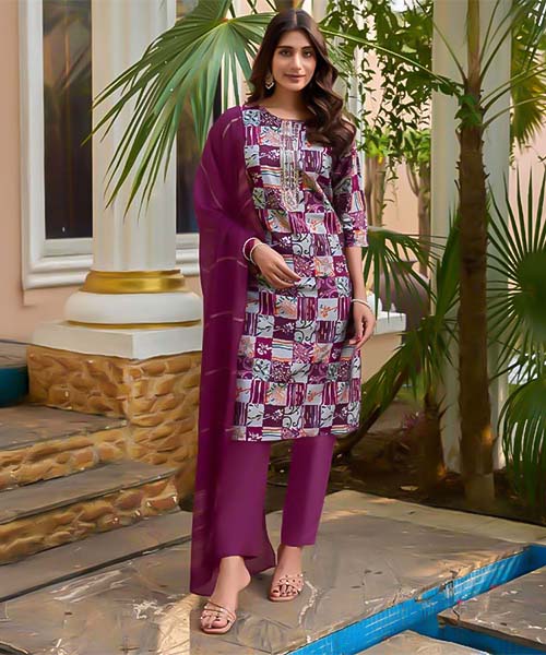 Violet Modal Chanderi Casual Wear Salwar Kameez in northampton