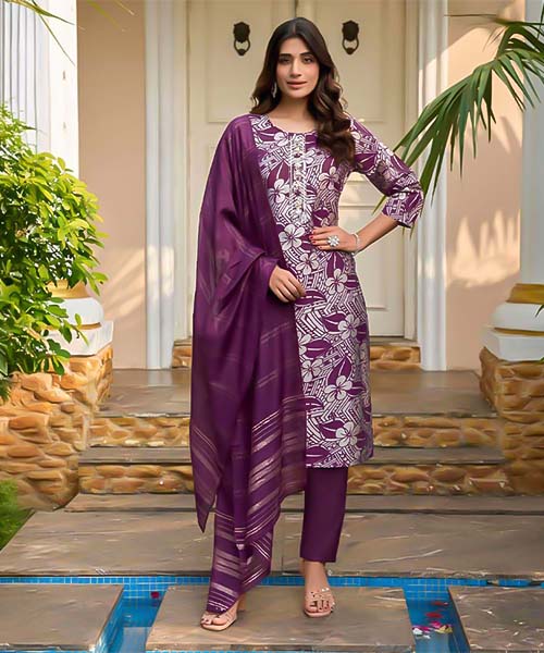 Purple Modal Chanderi Casual Wear Salwar Kameez in northampton