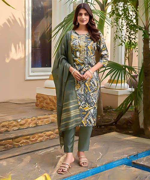 Green  Modal Chanderi Casual Wear Salwar Kameez in northampton