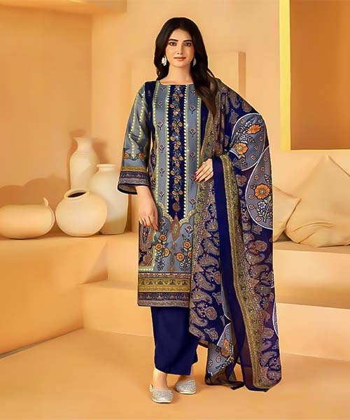 Blue  Cotton Printed Salwar Kameez in bulgaria