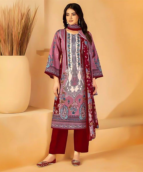 Red Cotton Printed Salwar Kameez in bulgaria