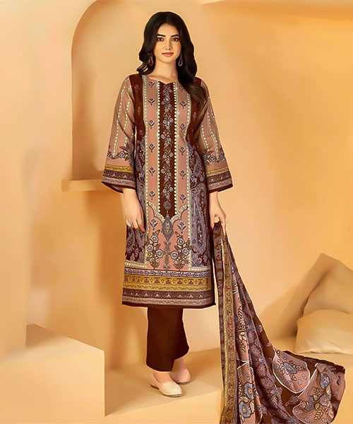 Brown Cotton Printed Salwar Kameez in bulgaria