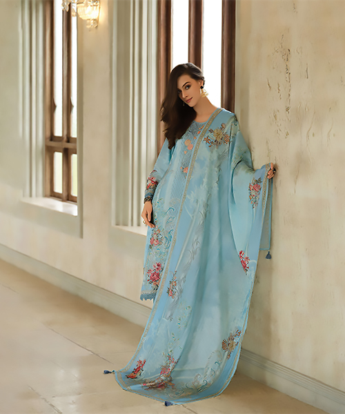 Sky blue Viscose Partywear Suit