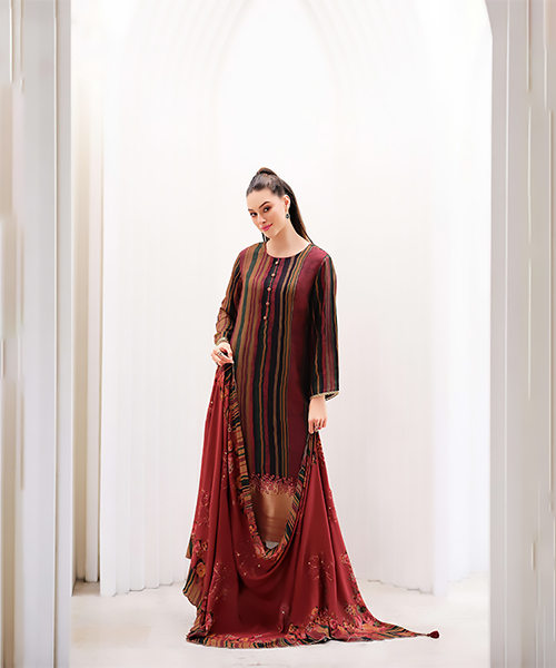 Red Pashmina Designer Suit