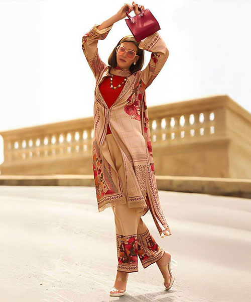 Brown  Viscose Party Wear Salwar Kameez in edinburgh