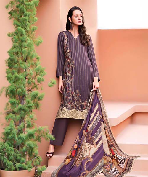 Purple  Viscose Muslin Party Wear Salwar Kameez