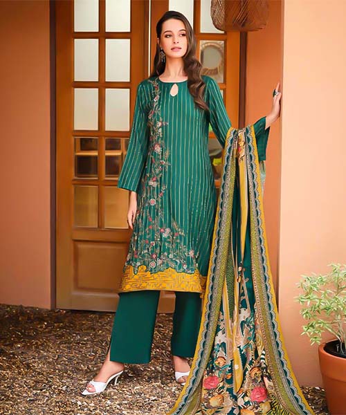 Green  Viscose Muslin Party Wear Salwar Kameez