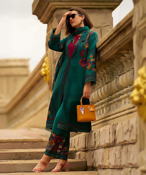 Green  Viscose Party Wear Salwar Kameez in edinburgh
