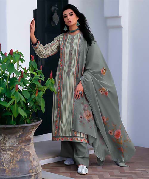 Grey  Cotton Casual Wear Salwar Kameez