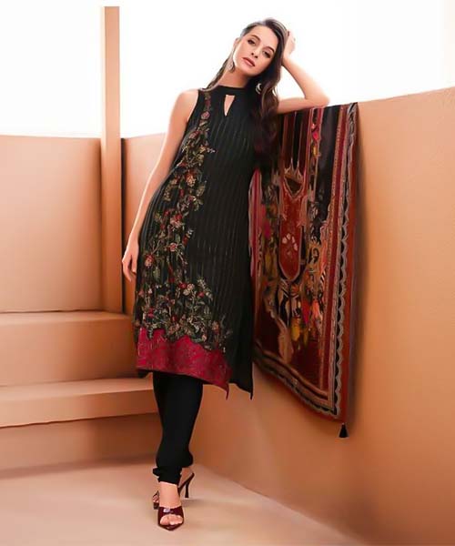 Black  Viscose Muslin Party Wear Salwar Kameez