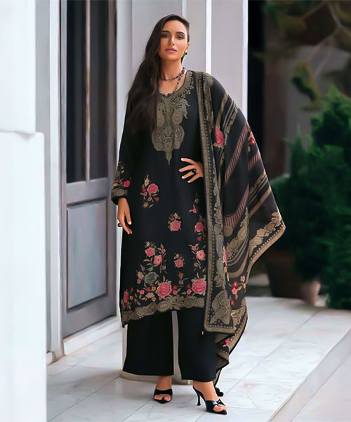 Black Viscose Muslin Party Wear Salwar Kameez