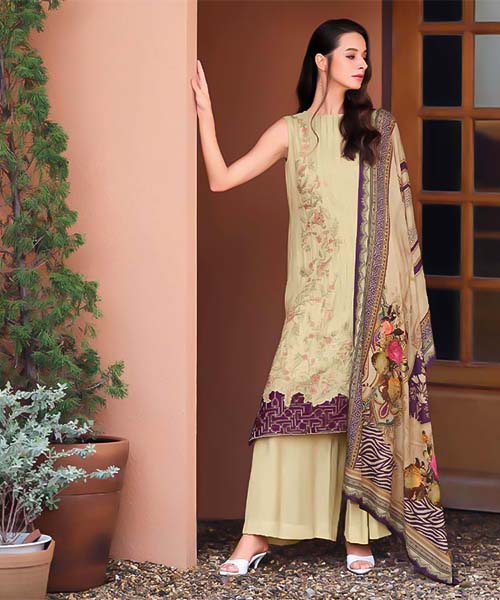 Yellow Viscose Muslin Party Wear Salwar Kameez