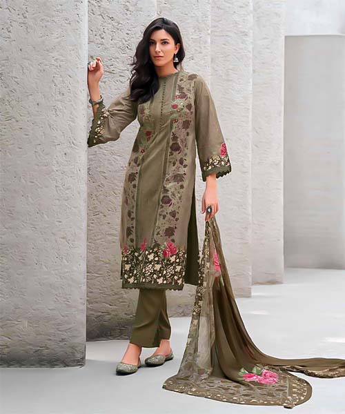 Olive Green  Cotton Party Wear Salwar Kameez in northampton
