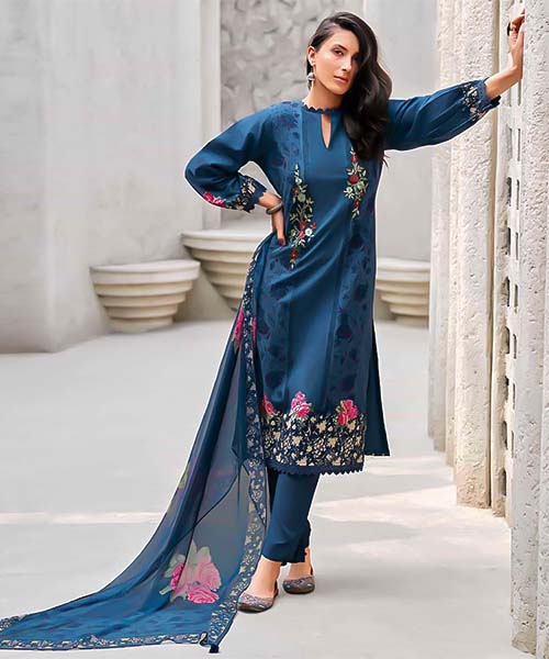 Blue Cotton Party Wear Salwar Kameez in northampton