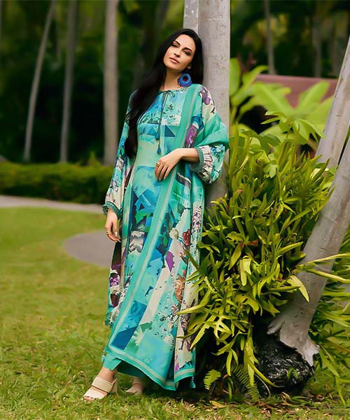 Cyan  Viscose Cotton Party Wear Salwar Kameez in northampton