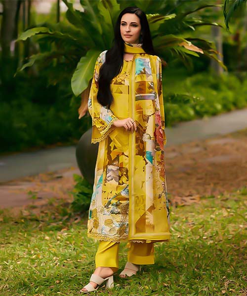Yellow Viscose Cotton Party Wear Salwar Kameez in northampton