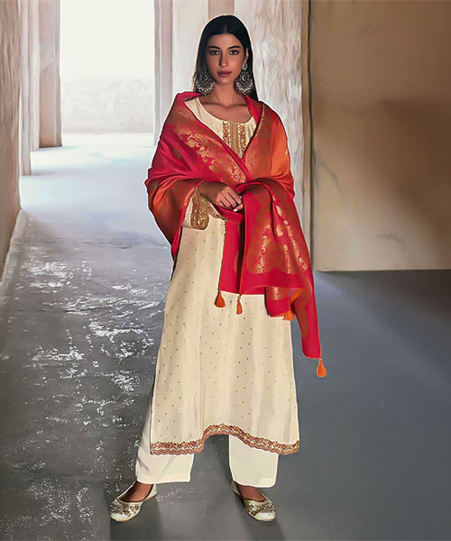 White  Viscose Party Wear Salwar Kameez in liverpool