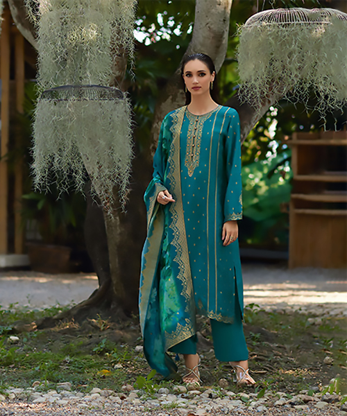 Sky blue Viscose Designer Suit