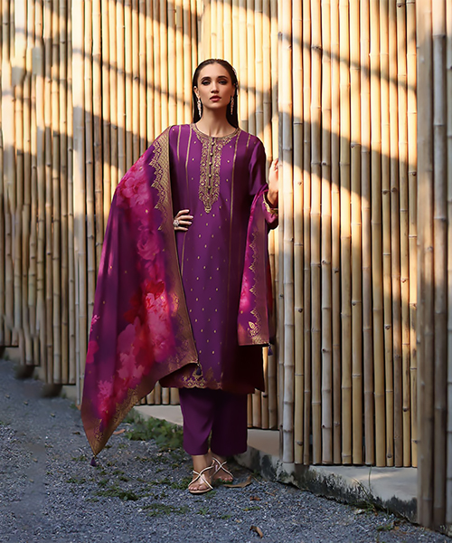 Purple Viscose Designer Suit