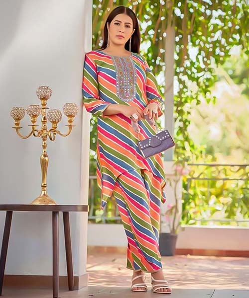 Red  Viscose Rayon Printed Kurti
