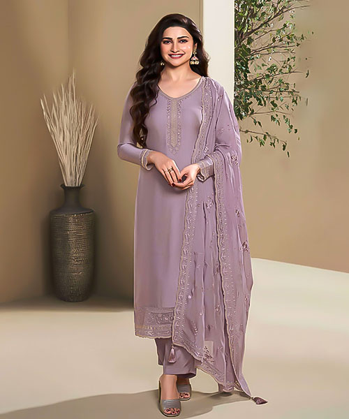 Purple Silk Party Wear Salwar Kameez