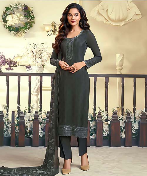 Black Royal Crepe Casual Wear Salwar Kameez in europe