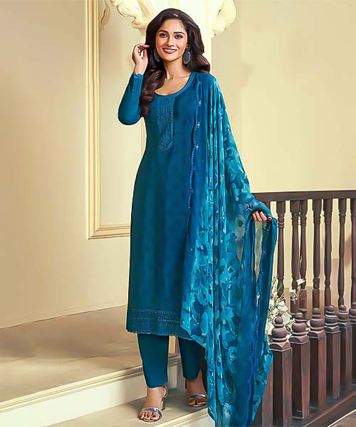 Blue  Royal Crepe Casual Wear Salwar Kameez in europe