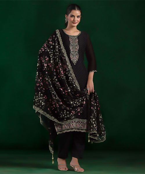 Black  Chiffon Party Wear Salwar Kameez in seattle