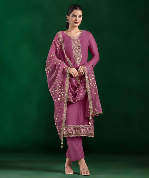 Violet Chiffon Party Wear Salwar Kameez in st davids