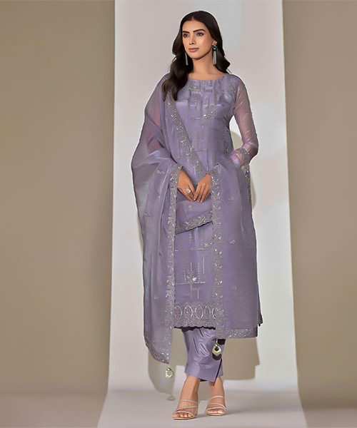 Purple  Organza Party Wear Salwar Kameez in austin