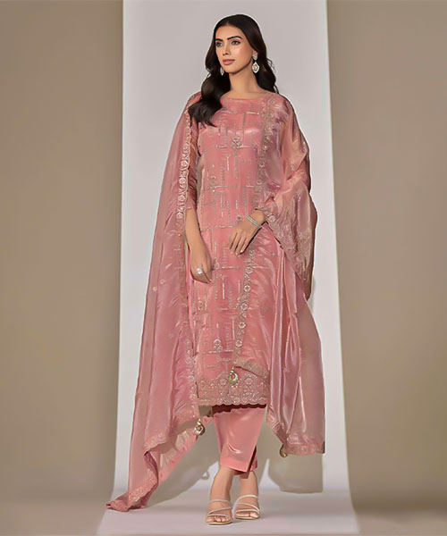 Pink  Organza Party Wear Salwar Kameez in austin