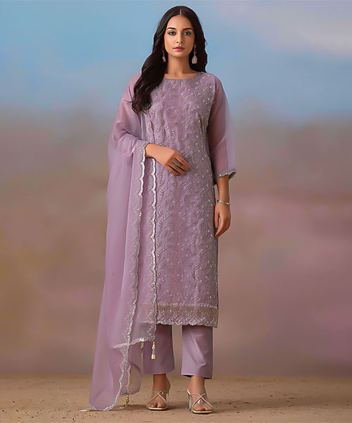 Purple Chiffon Party Wear Salwar Kameez
