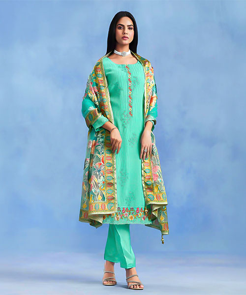Cyan  Catonic Geo Party Wear Salwar Kameez in dallas