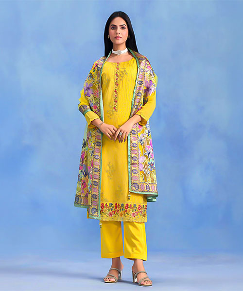 Yellow Catonic Geo Party Wear Salwar Kameez in dallas