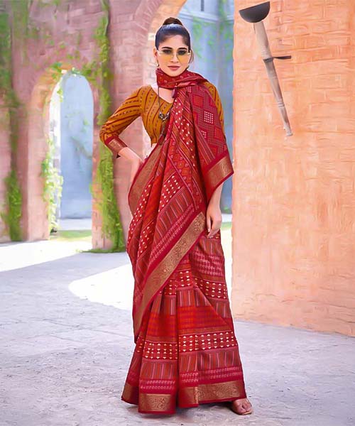 Red  Silk Casual Wear Saree in louisville