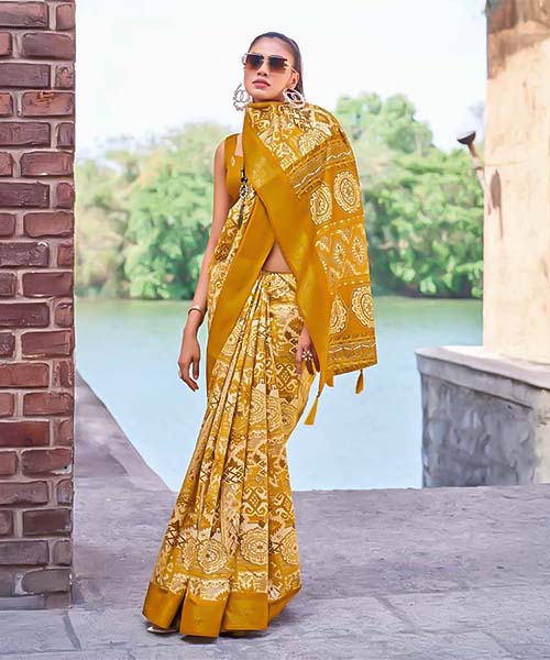 Yellow Silk Casual Wear Saree in louisville