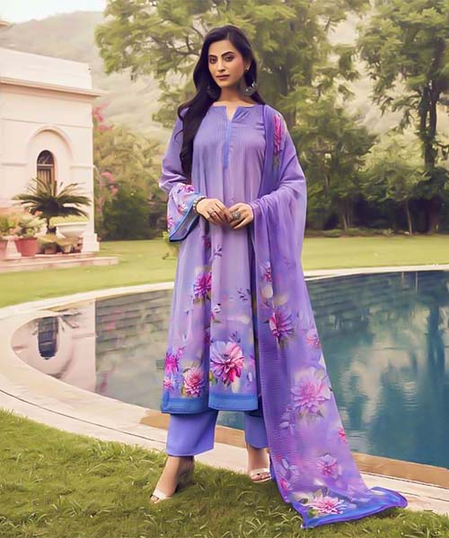 Purple  French Crape Casual Wear Salwar Kameez in tucson