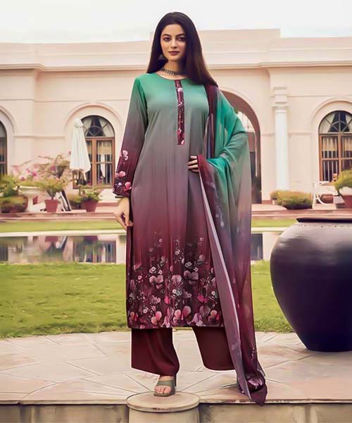 Green  French Crape Casual Wear Salwar Kameez in oxford