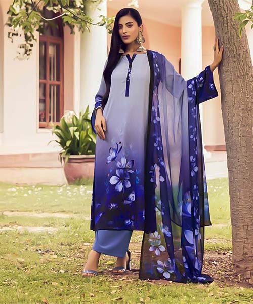 Purple  French Crape Casual Wear Salwar Kameez in oxford