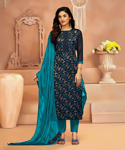 Blue Georgette Casual Wear Salwar Kameez in austin