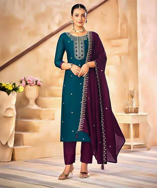 Blue  Vichitra Silk Casual Wear Salwar Kameez in chicago