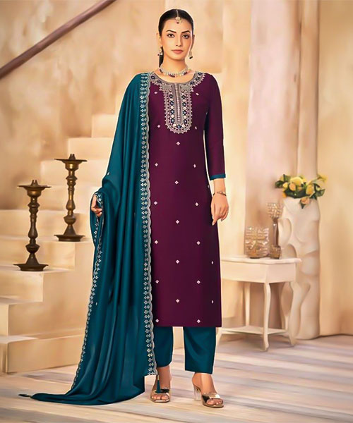 Violet  Vichitra Silk Casual Wear Salwar Kameez in chicago