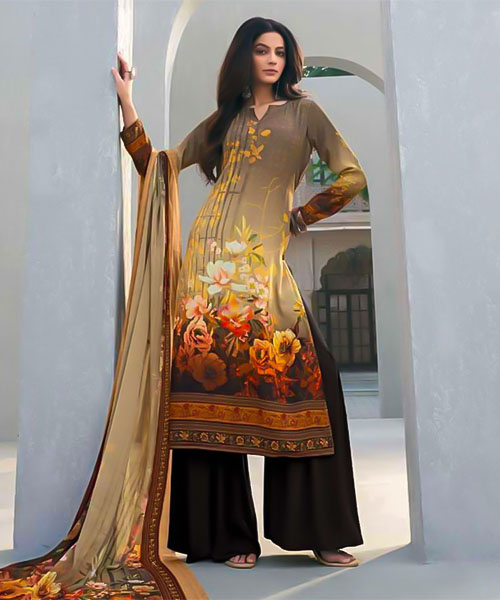 Brown  Butter Crepe Casual Wear Salwar Kameez in bristol