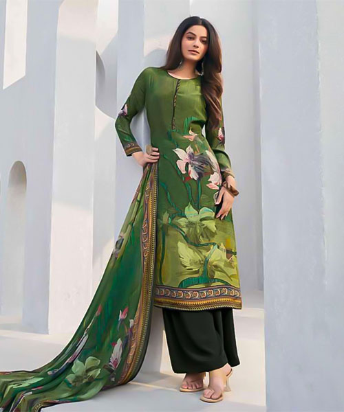 Green  Butter Crepe Casual Wear Salwar Kameez in bristol