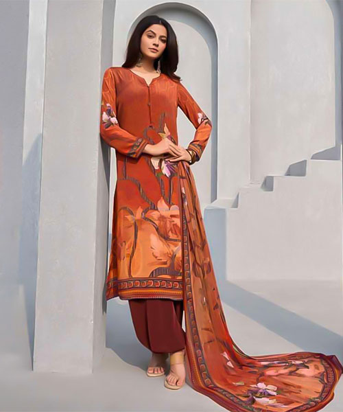 Brown  Butter Crepe Casual Wear Salwar Kameez in bristol