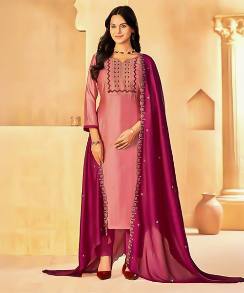 Pink  Vichitra Silk  Casual Wear Salwar Kameez in norway