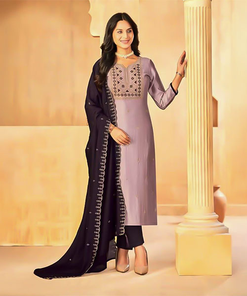 Purple  Vichitra Silk  Casual Wear Salwar Kameez in norway