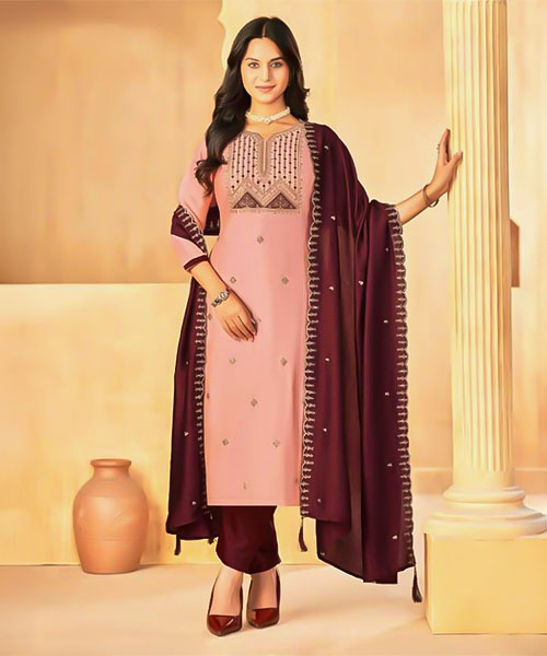 Pink  Vichitra Silk  Casual Wear Salwar Kameez in norway