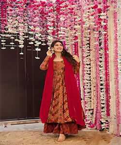 Brown Pure maslin Anarkali Suit