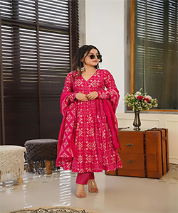 Pink Pure maslin Anarkali Suit